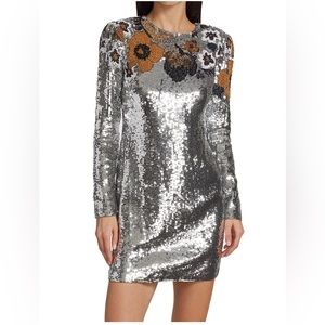 Veronica Beard Shar Sequin Dress in Silver
